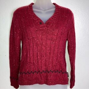 Woolrich red and white speckled wool blend pullover sweater